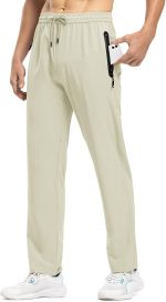 Men's Lightweight Hiking Travel Pants Breathable Athletic Fishing Active Joggers Zipper Pockets - Image 2