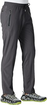 Men's Lightweight Hiking Travel Pants Breathable Athletic Fishing Active Joggers Zipper Pockets