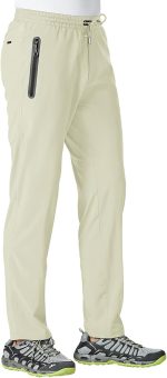 Men's Lightweight Hiking Travel Pants Breathable Athletic Fishing Active Joggers Zipper Pockets