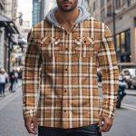 Men's Flannel Hoodie Shirts Long Sleeve Button Down Plaid Shirt Casual Loose Fit Fashion Shacket Jacket with Pockets - Image 2