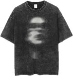 men Vintage Oversized Tee Shirts Hiphop Rapper Print Acid Wash Tops Streetwear Graphic Cotton Short Sleeve Black Shirt