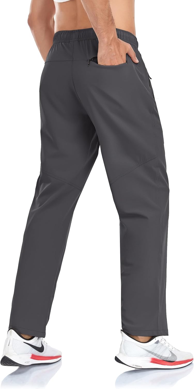 61lT7p4yOL._AC_SL1500_.jpg Men's Lightweight Pants with Zipper Pockets Quick Dry Workout Athletic Travel Pants - Image 1