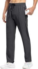 Men's Lightweight Hiking Travel Pants Breathable Athletic Fishing Active Joggers Zipper Pockets - Image 2