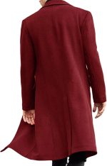 Men's Casual Trench Coat Slim Fit Notched Collar Long Jacket Overcoat Single Breasted Pea Coat wih Pockets - Image 2