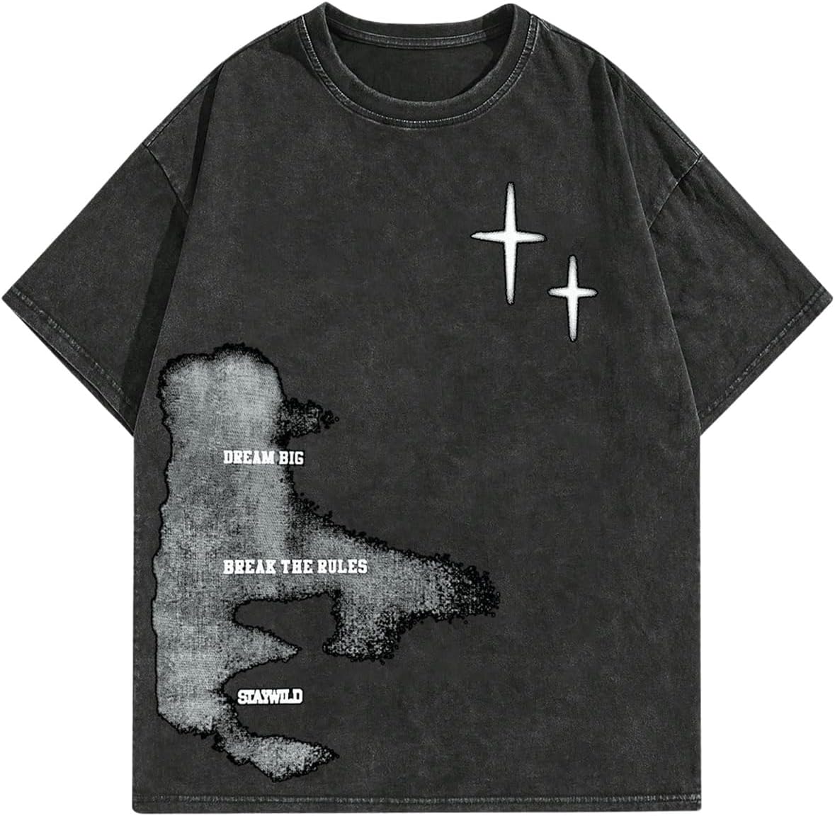 710Q0uTJxgL._AC_SL1500_.jpg men Letter Graphic Drop Shoulder T Shirts Casual Round Neck Tee Top - Image 1