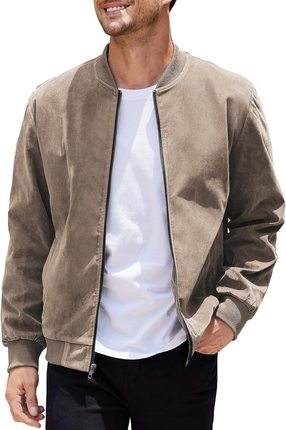 710jH8BgTL._AC_SL1500_.jpg men Casual Varsity Jacket Vintage Lightweight Suede Bomber Jackets - Image 1