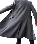 Men's Casual Trench Coat Slim Fit Notched Collar Long Jacket Overcoat Single Breasted Pea Coat wih Pockets - Image 2