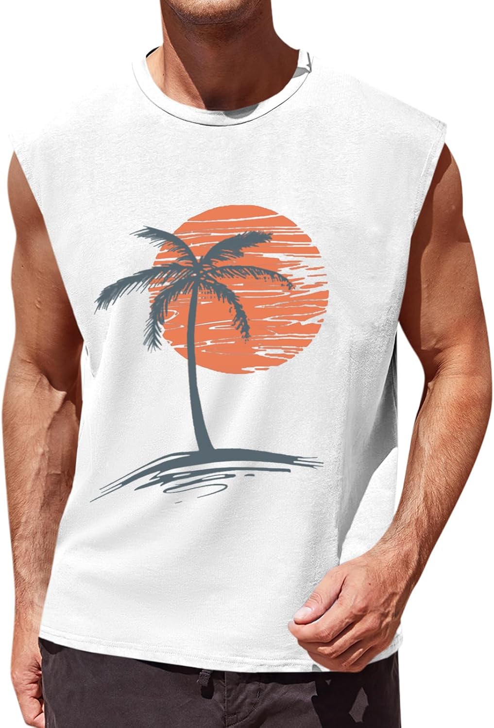 71FroCAqS9L._AC_SL1500_.jpg Mens Sleeveless Tank Tops Workout Gym Muscle Shirts Palm Tree Vintage Hawaiian Summer Beach T Shirts - Image 1