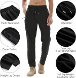 Men's Lightweight Quick Dry Hiking Running Pants Outdoor Sports Breathable Zipper Pockets Athletic Work Pants - Image 2