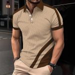 Men's Polo Shirts Short Sleeve  Casual Polo T Shirt Color Block Slim Fit Summer Collared Golf Shirts - Image 2