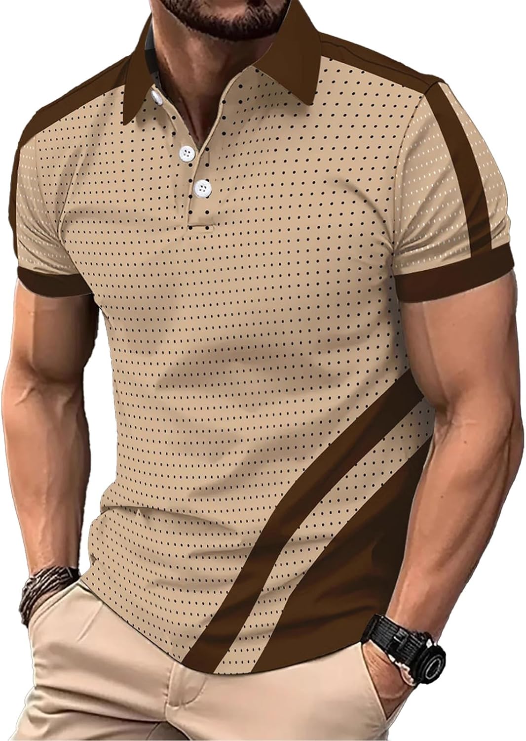 71eNlR4pHsL._AC_SL1500_.jpg Men's Polo Shirts Short Sleeve Casual Polo T Shirt Color Block Slim Fit Summer Collared Golf Shirts - Image 1