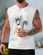 Mens Beach Summer Tank Tops Palm Tree Graphic Vacation Muscle Sleeveless Shirts (S-3XL) - Image 2