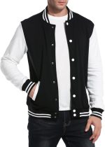 men Fashion Varsity Jacket Causal Slim Fit Cotton Letterman Baseball Bomber Jackets - Image 2