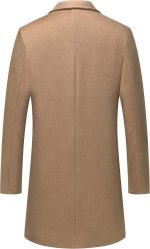 Men's Wool Coat Hoodie Long Trench Coat Cotton Casual Woollen Overcoat Jacket - Image 2